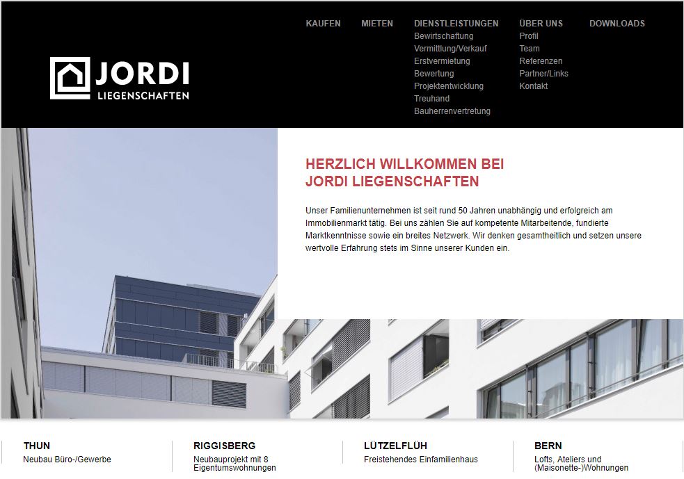 Website Jordi Liegenschaften
