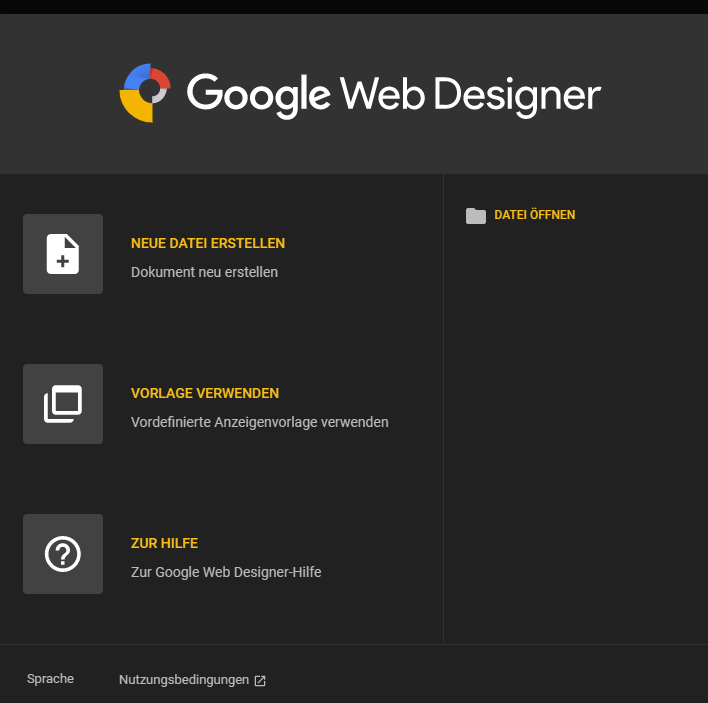 Screenshot Google Web Designer