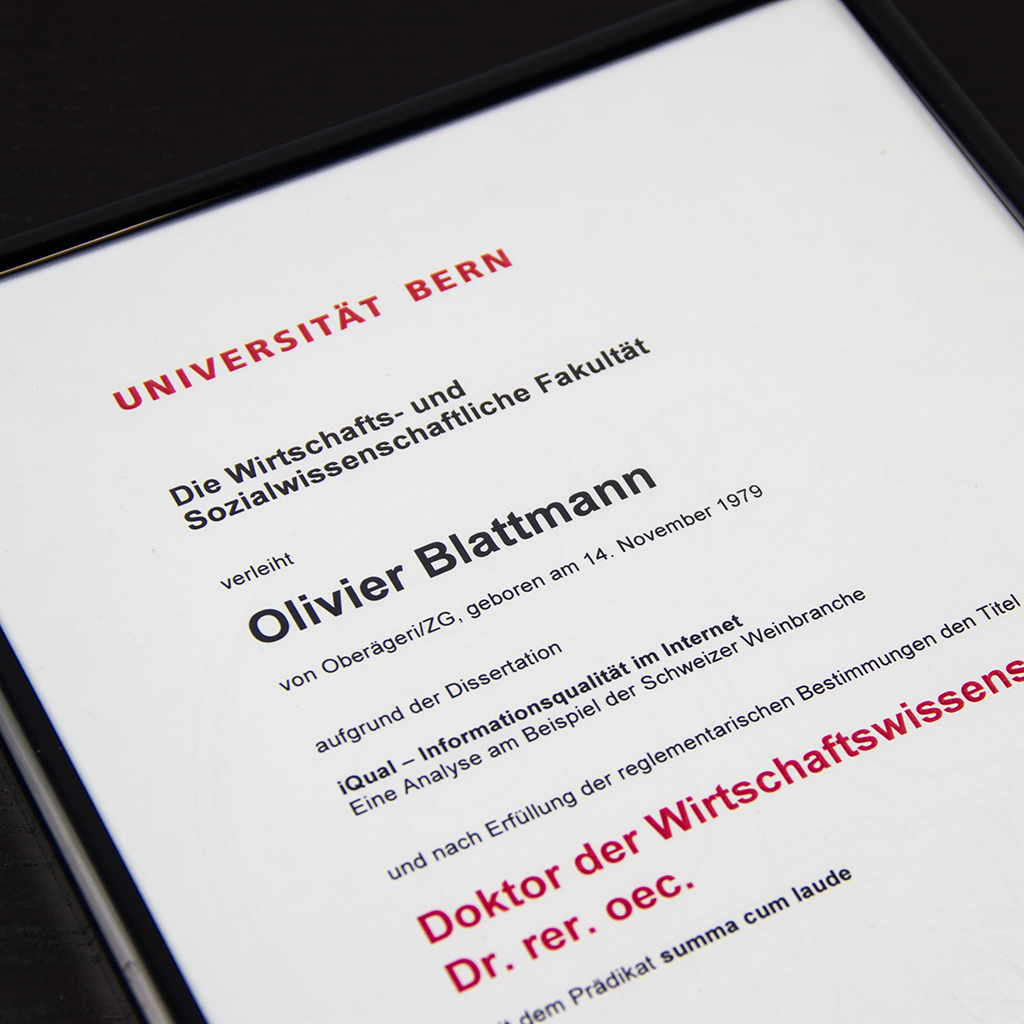 Foto Doktordiplom Olivier Blattmann