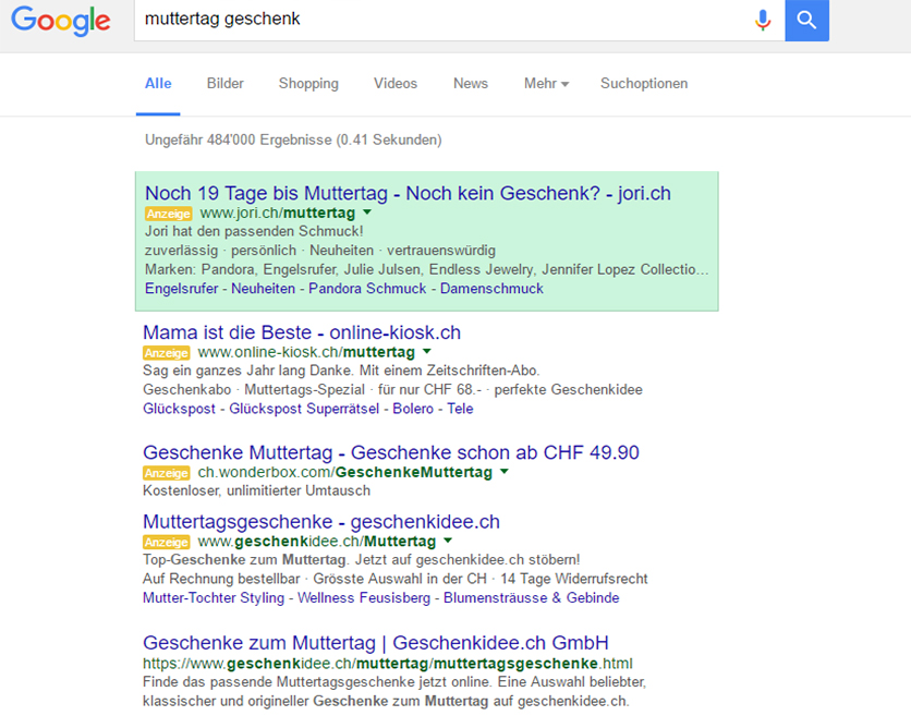 Google Anzeige mit Countdown