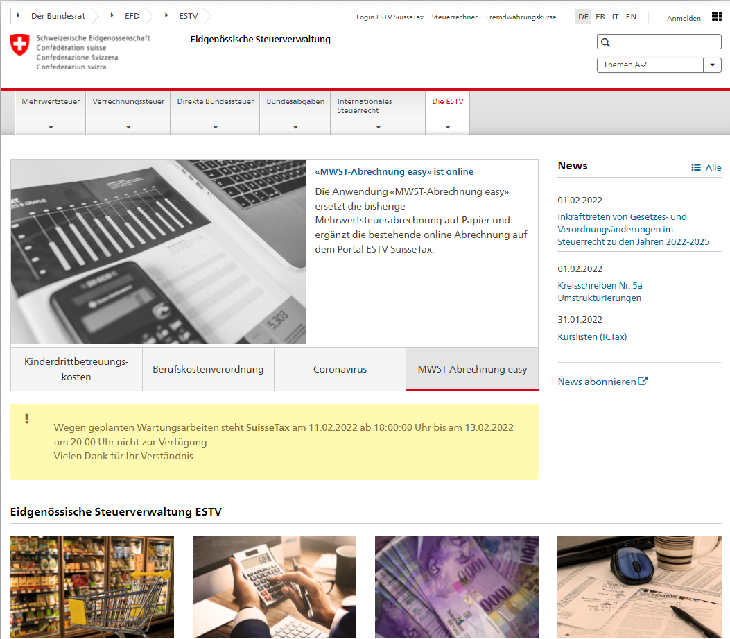 Die neue Startseite der ESTV: Sowohl für Nutzer*innen als auch Suchmaschinen optimiert.