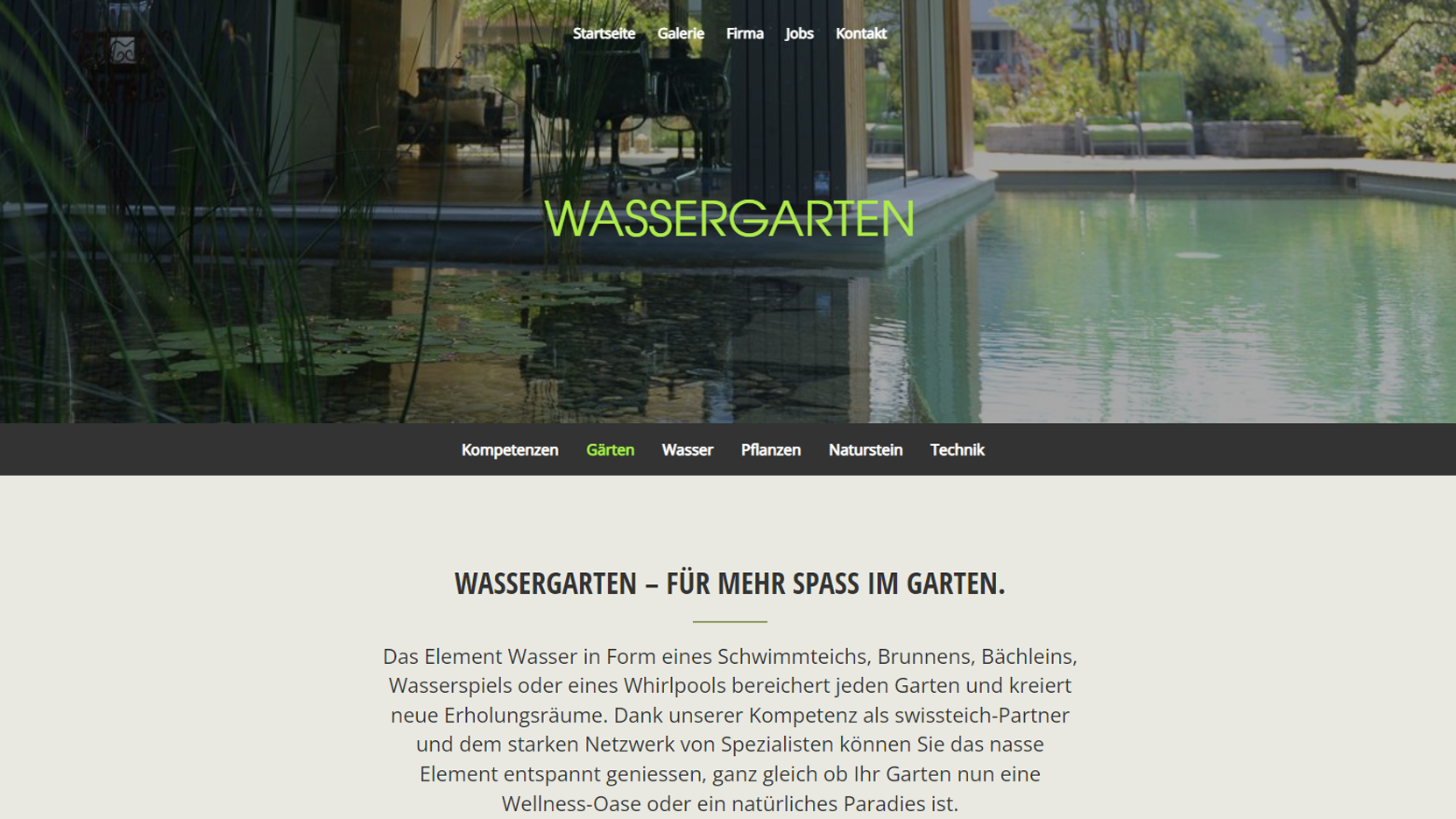 Detailseite zum Thema «Wassergarten».