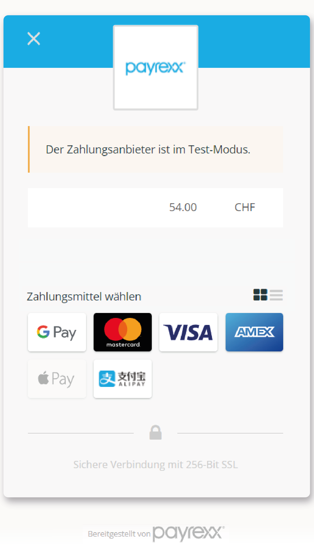 Zahlung in Payrexx