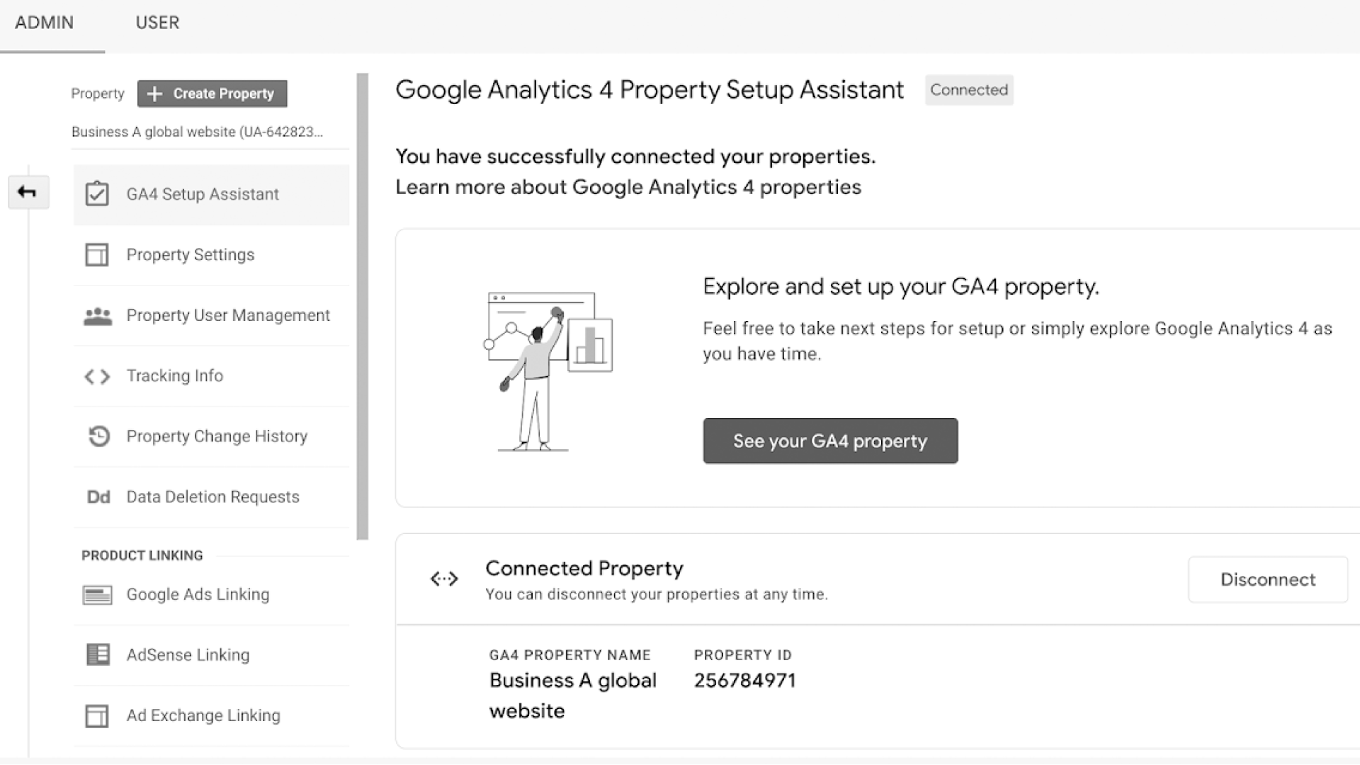 Screenshot des GA4 Property Setup Assistenten