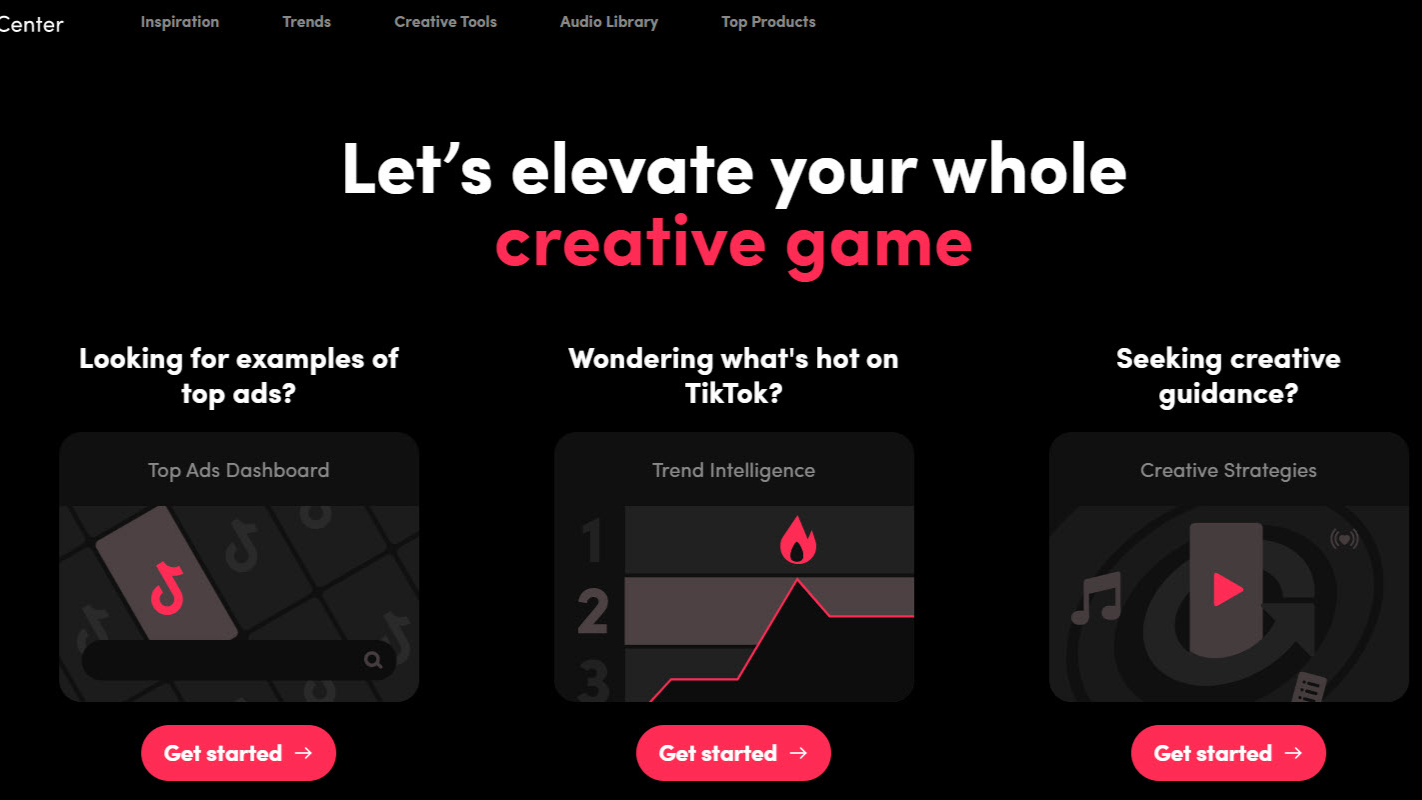 Screenshot aus dem Creative Center von TikTok