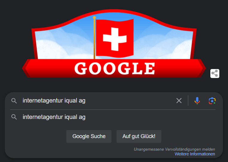 Screenshot von Google Button auf Gut Glück