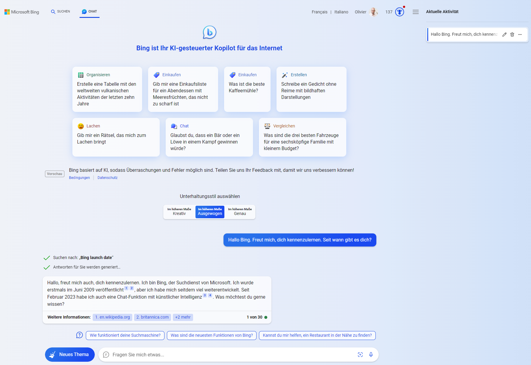 Screenshot vom Copilot Chat Screenshot vom Copilot Chat