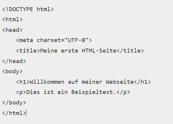 HTML Code Willkommen auf meiner Website