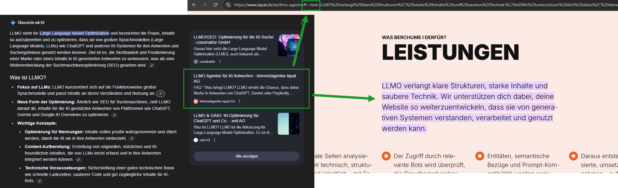 AI Overviews messen - Text-Fragmente in den URLs