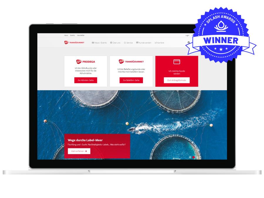 Ausgezeichnet für Struktur, Innovation & Wirkung – Drupal Splash Award 2023 Transgourmet Website Splash Award Winner