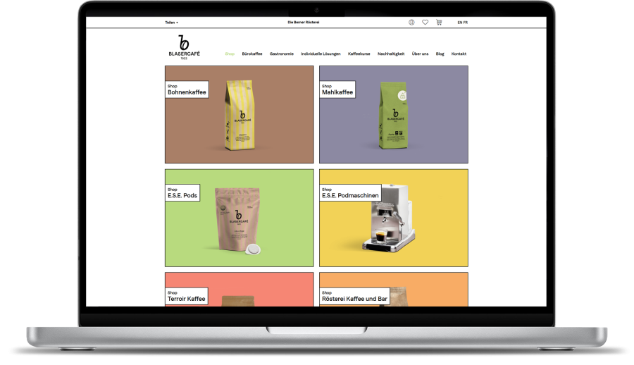 Die neue Plattform verbindet Design, Technik und NutzerfĂŒhrung auf Premium-Niveau Screenshot ShopĂŒbersicht, Blaser CafĂ©