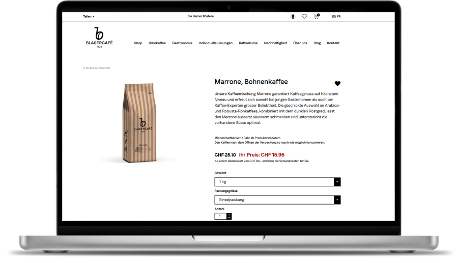 Jedes Unternehmen sieht die fĂŒr sich gĂŒltigen Konditionen â voll integriert ins CRM Screenshot Sonderkonditionen, Blaser CafĂ©