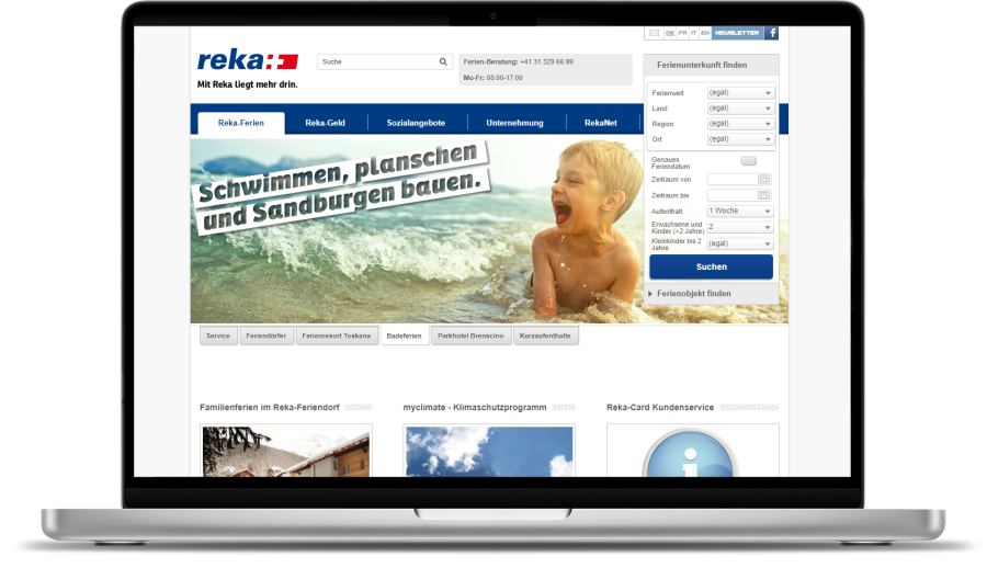 Reka Website bis 2017 Screenshot Alte Website - Reka