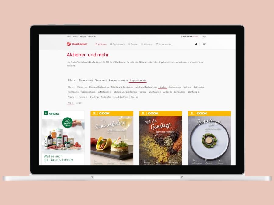 Cook-Aktionen der Transgourmet Screenshot der Transgourmet Website