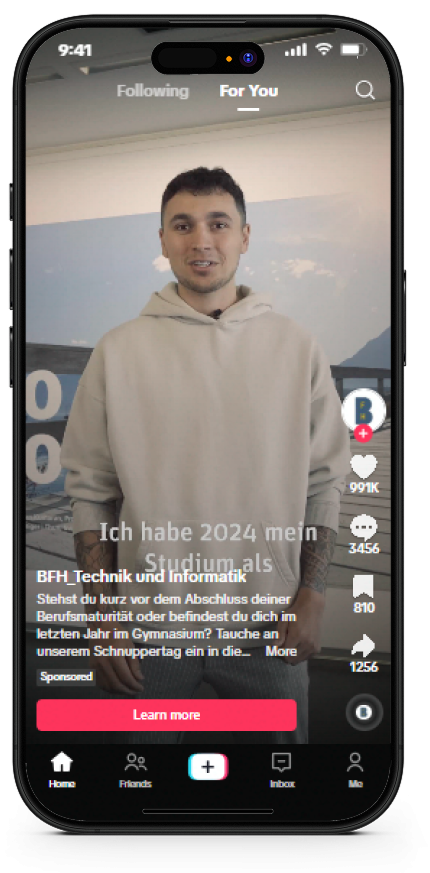 Screenshot TikTok Kampagne, BFH