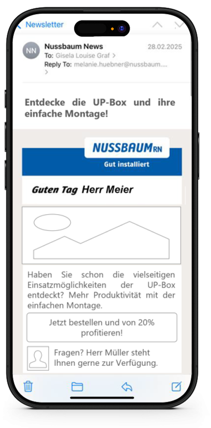 Zielgruppenspezifische Newsletter Screenshot zielgruppenspezifische Newsletter, Nussbaum