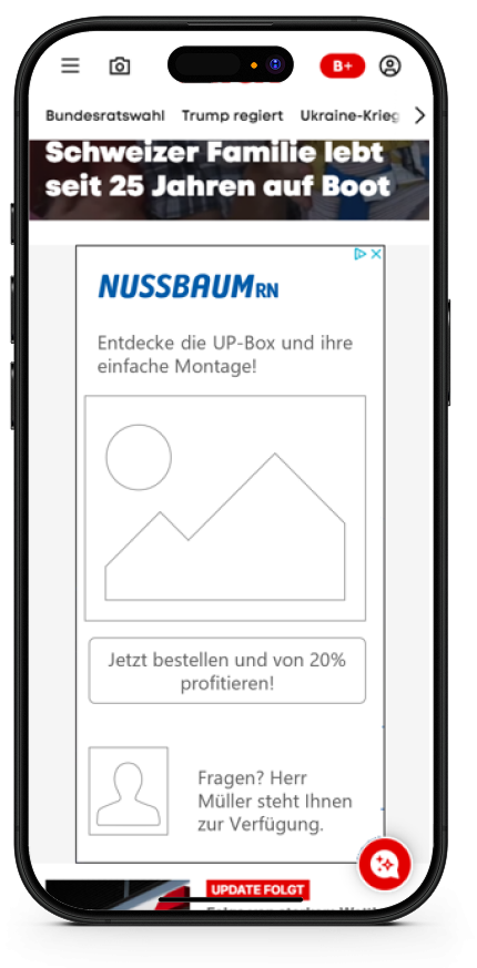 Zielgruppenspezifische Ansprache in Ad Screenshot zielgruppenspezifische Ad, Nussbaum